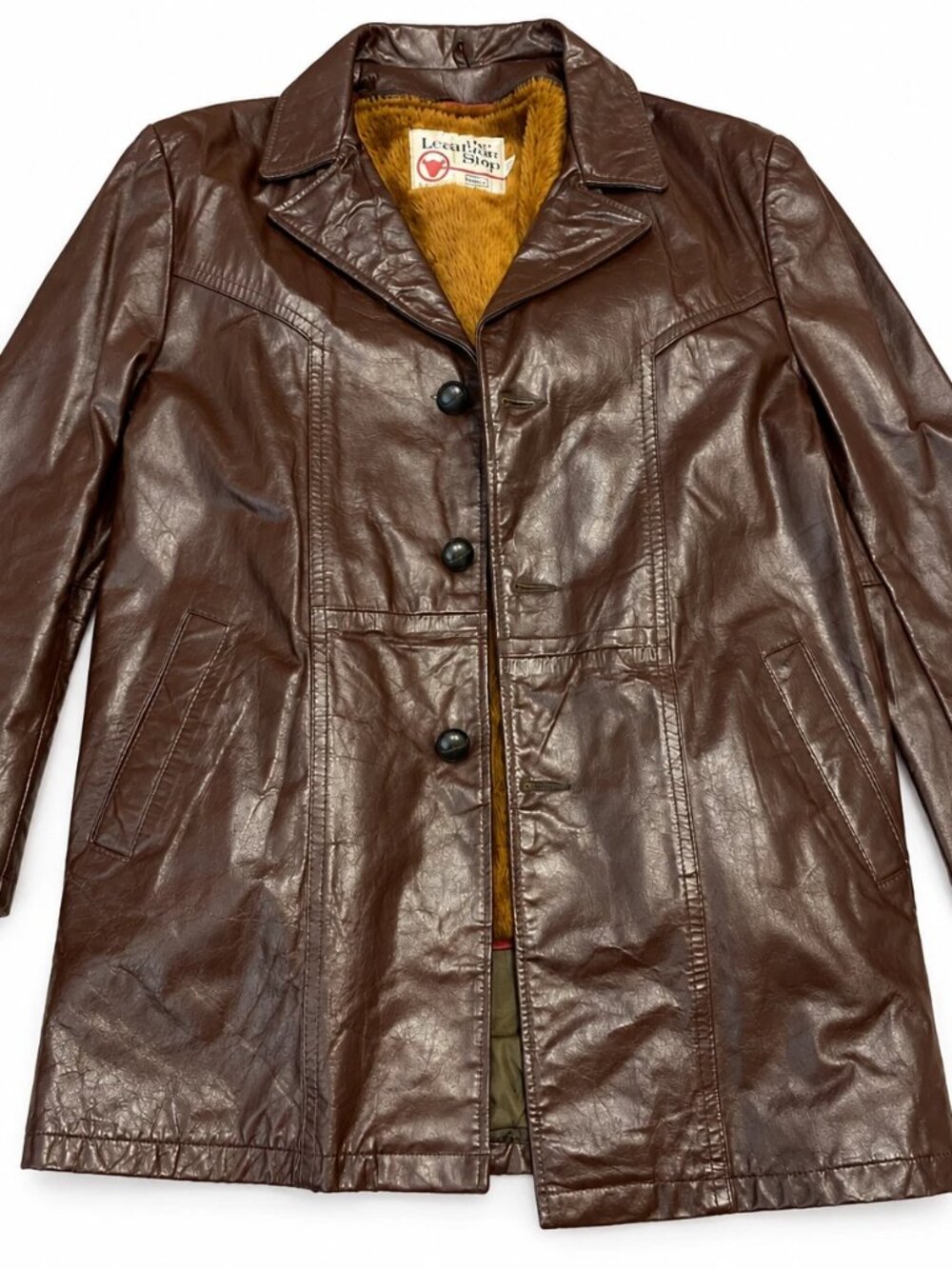 Vintage Sears The Leather Shop Brown Leather Jacket Mens 40 Zip-Out Liner